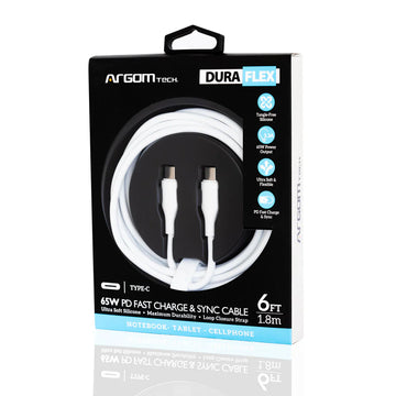 Argom 1.8m/6ft Dura Flex Type-C To type-C 65W Silicone Cable (ARG-CB-0070)